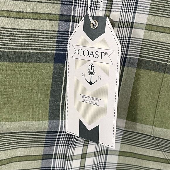 NWT Coast Men's Green "The Anchor Buttondown" Long Sleeve Shirt Size Medium - Picture 4 of 5